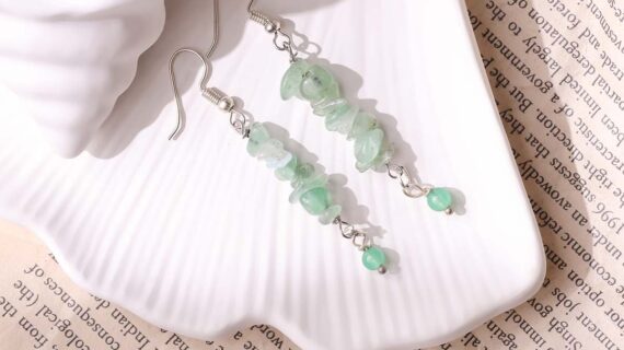 Green Aventurine Chips Hook Earrings