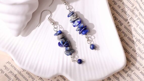 Lapis Lazuli Chips Hook Earrings