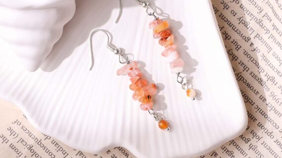 Red Carnelian Chips Hook Earrings