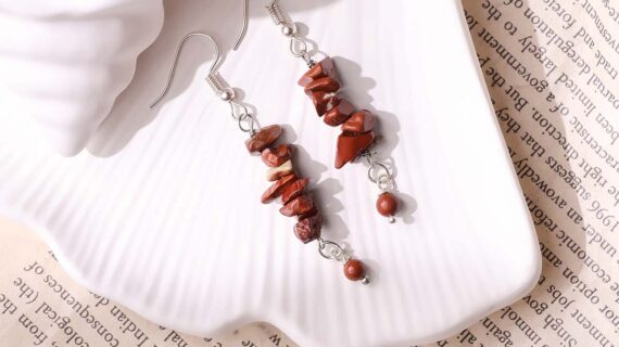Red Jasper Chips Hook Earrings