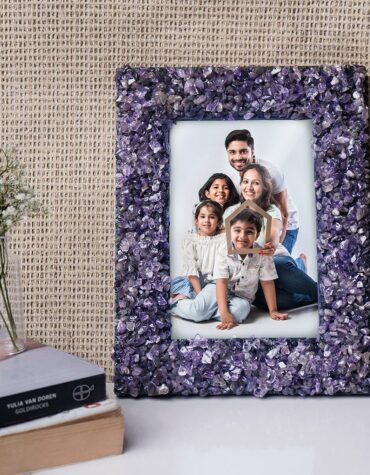 Natural Amethyst Chips Stone Design Photo Frame