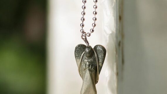 Pyrite Wire-Wrapped Angel Pendant