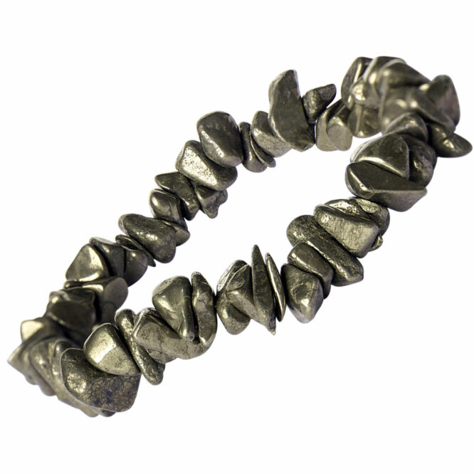 Natural Pyrite Crystal Chips Stone Bracelet