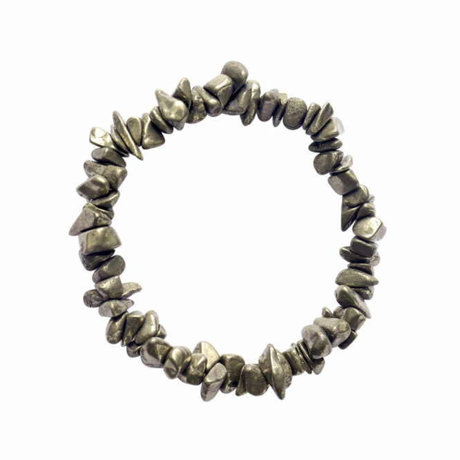 Natural Pyrite Crystal Chips Stone Bracelet