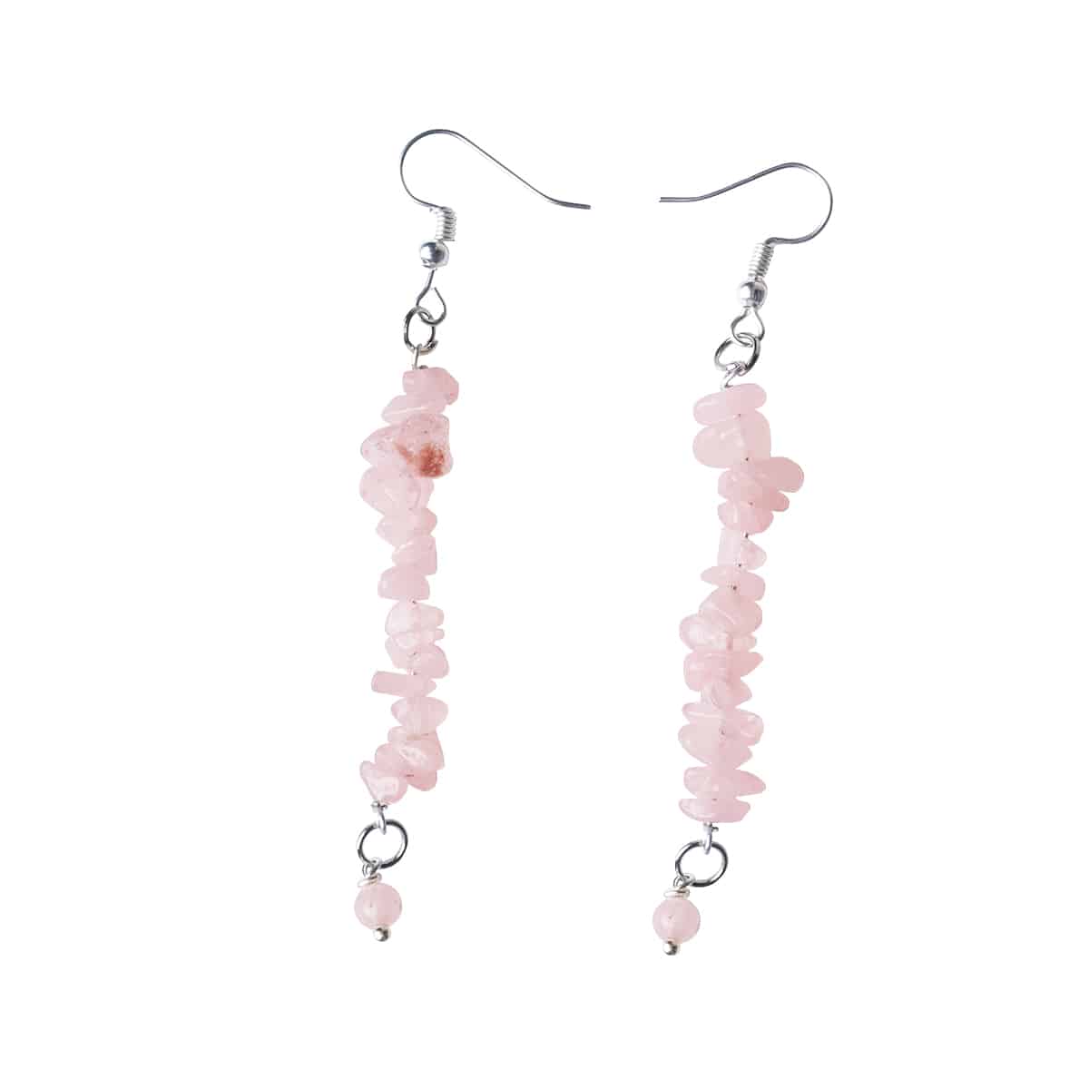 Shubhanjali-Rose Quartz Chips Earrings_1 Natural Rose Quartz Crystal Chips Earrings