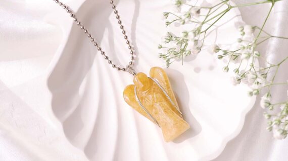 Golden Quartz Angel Pendant 1 inch