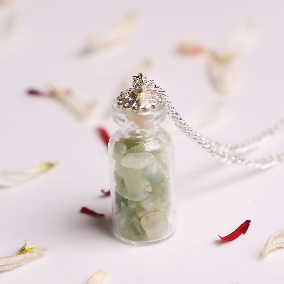 Green Aventurine Chips Glass Bottle Pendant (4)