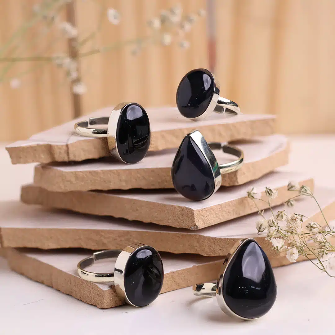 Shubhanjali-Black Onyx Stone Rings Shop Natural Black Onyx Stone Rings