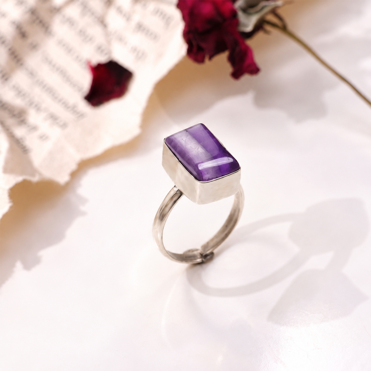 Amethyst Stone Ring (2) amethyst stone rings