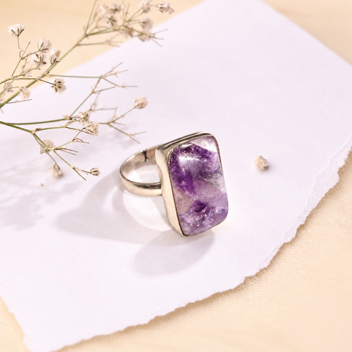 Amethyst Stone Ring (4) amethyst stone rings