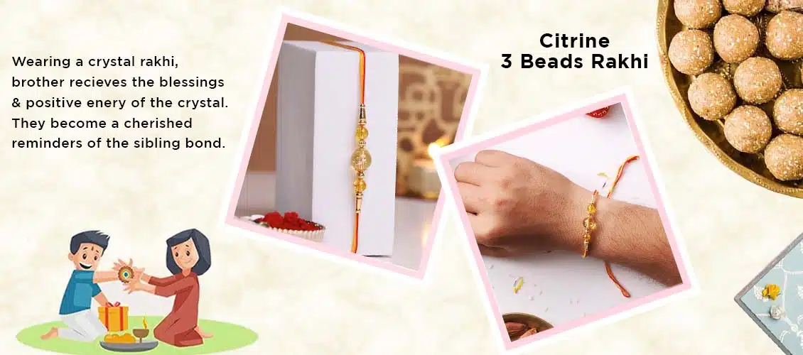Shop Citrine 3 Beads Rakhi