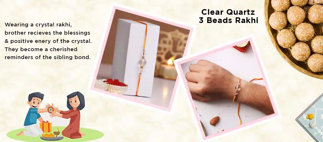 Shop Clear Quartz 3 Beads Rakhi