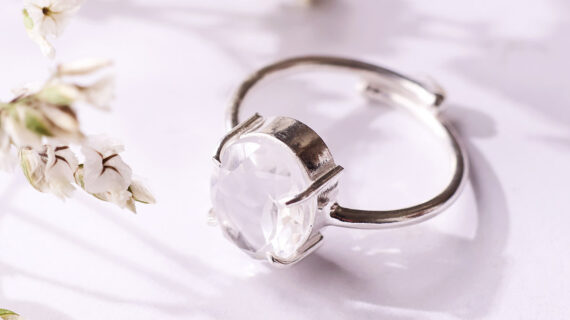 Clear Quartz Diamond Cut Ring