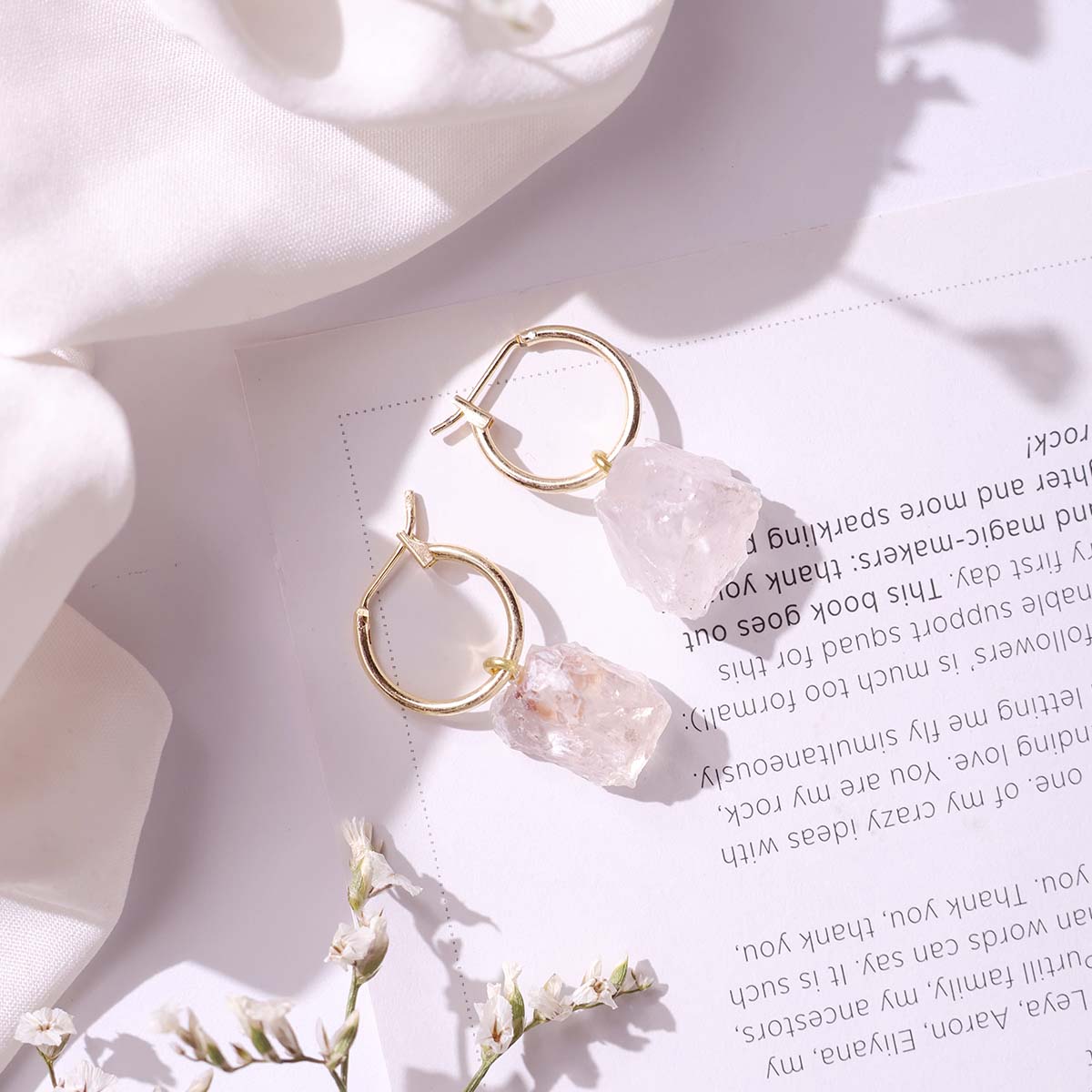 Clear Quartz Raw Hoop Earrings (1)