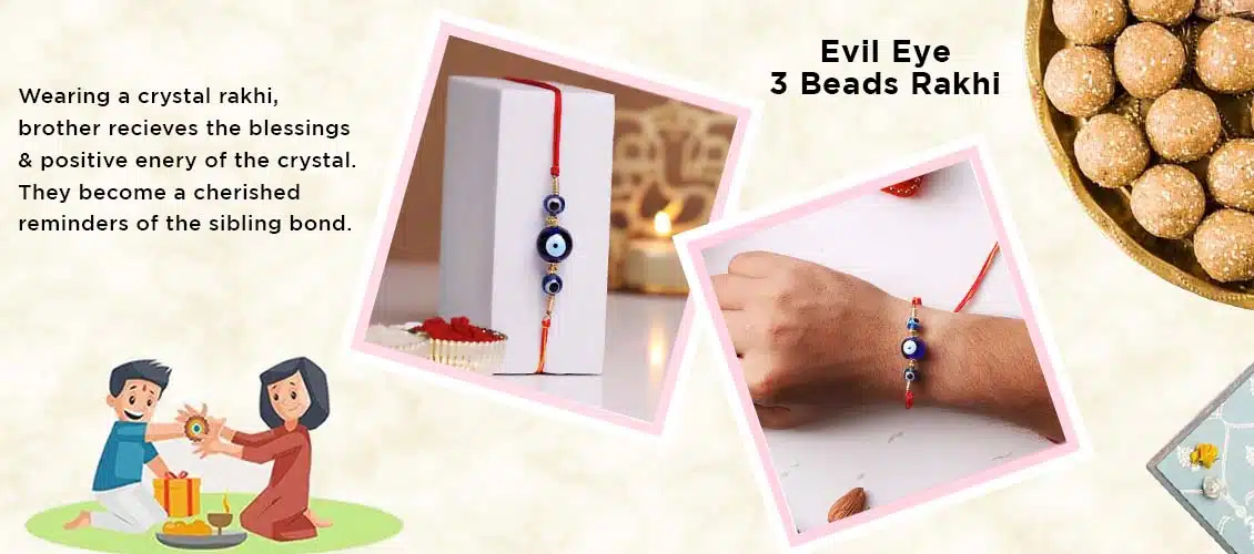 Shop Evil Eye 3 Beads Rakhi