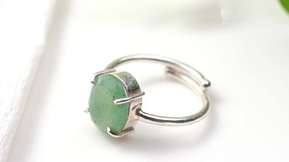 Green Aventurine Diamond Cut Ring