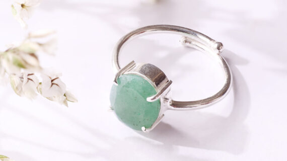 Green Aventurine Diamond Cut Ring