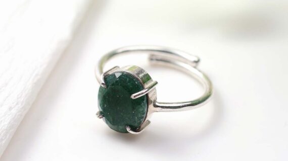 Green Jade Diamond Cut Ring