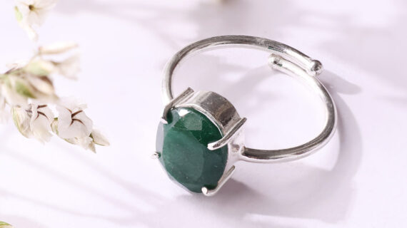 Green Jade Diamond Cut Ring