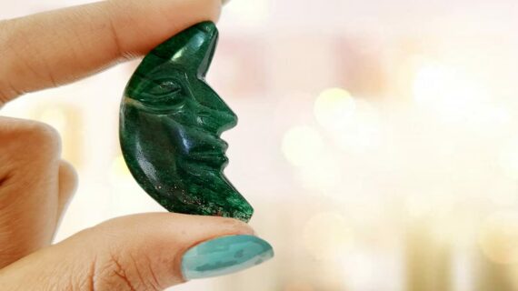 Green Jade Half Moon Face