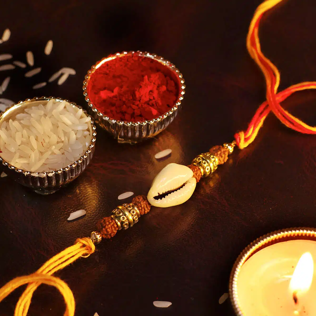 Laxmi-Kaudi-Rudraksha-Rakhi (3) Shop Laxmi Kaudi Rudraksha Traditional Rakhi