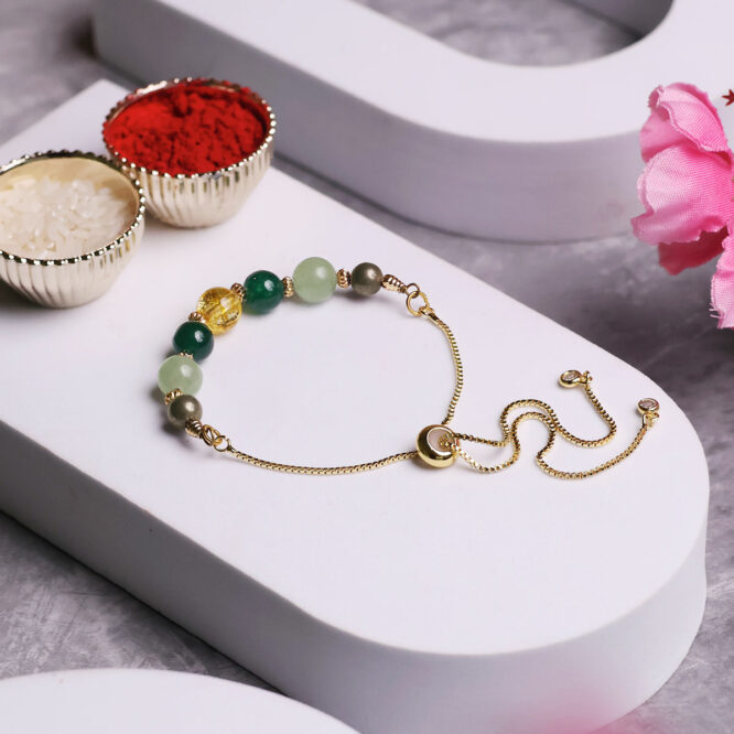 Money Magnet Natural Crystal Beads Rakhi