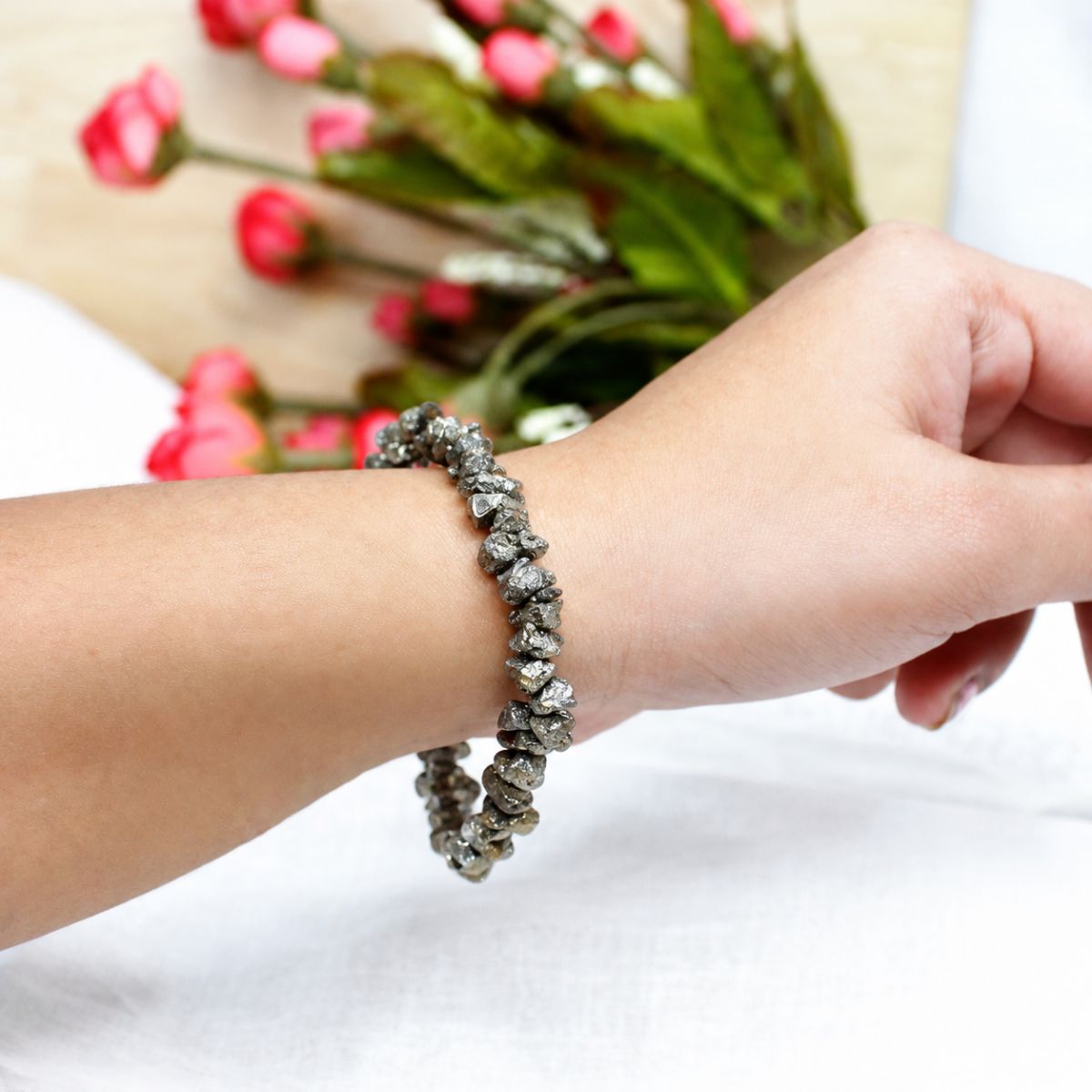 Pyrite Raw Cluster Bracelet (1) pyrite raw cluster bracelet