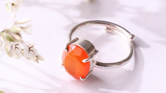 Red Carnelian Diamond Cut Ring