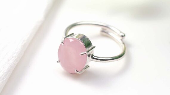 Rose Quartz Diamond Cut Ring
