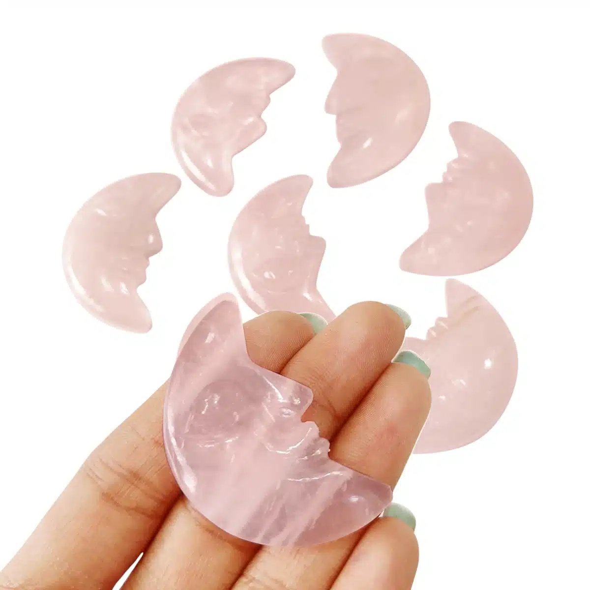 Rose Quartz Half Moon Face-Shubhanjali (1) Shop Crystal Rose Quartz Half Moon Face