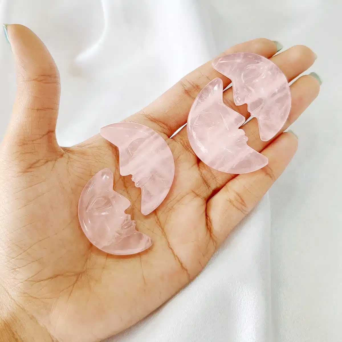 Rose Quartz Half Moon Face-Shubhanjali (2) Shop Crystal Rose Quartz Half Moon Face