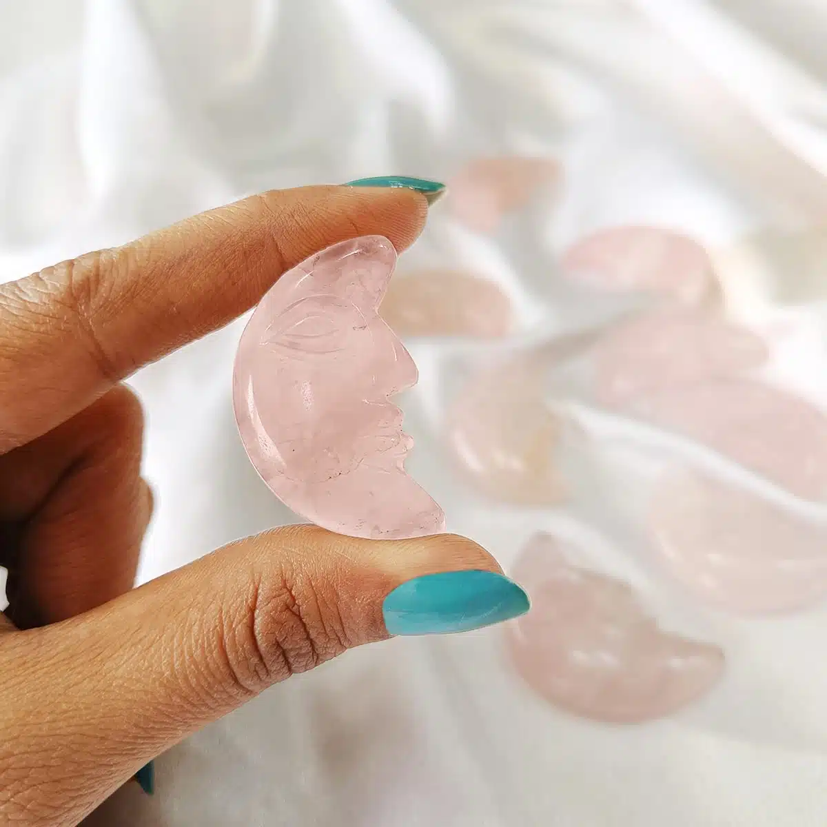 Rose Quartz Half Moon Face-Shubhanjali (3) Shop Crystal Rose Quartz Half Moon Face