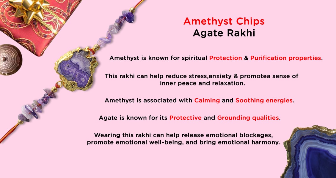 Amethyst Chips Agate Rakhi