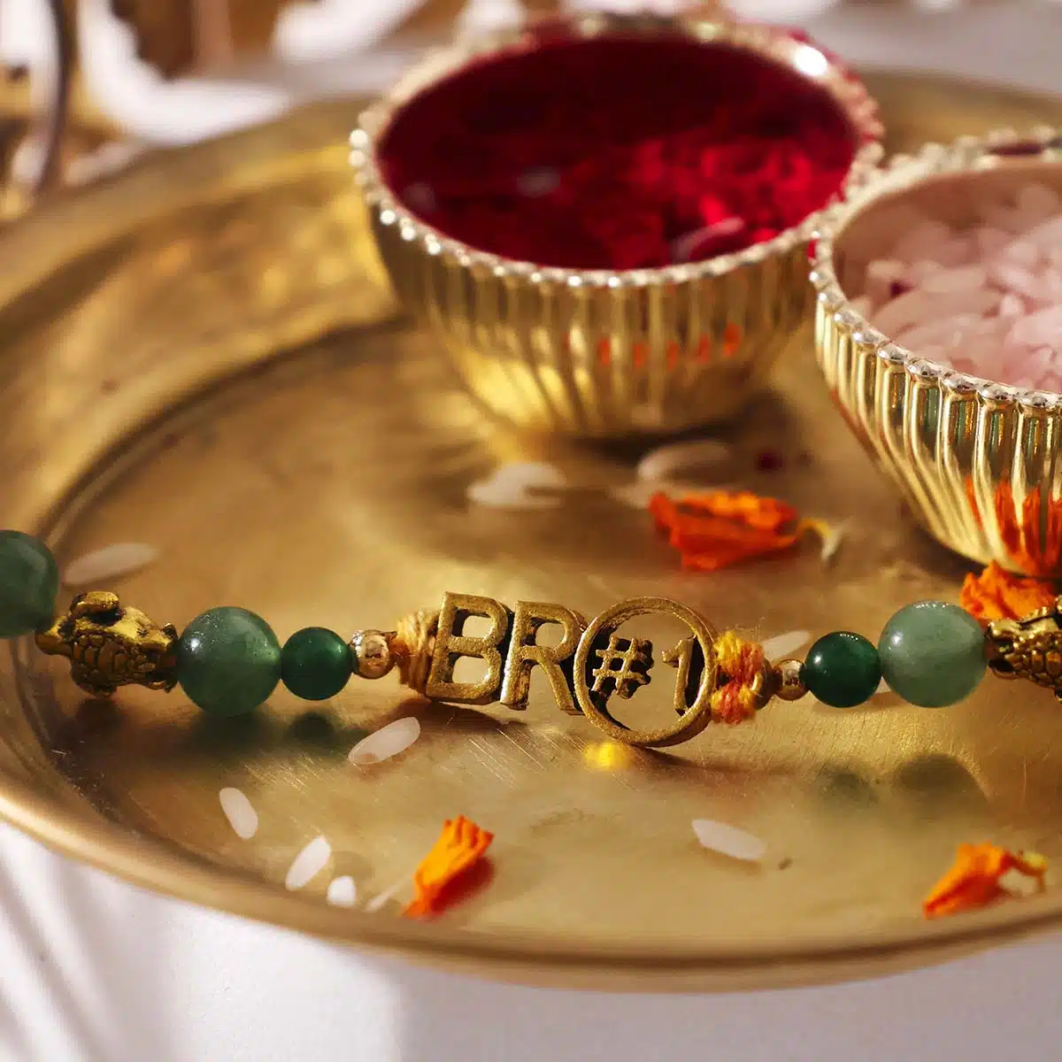 Shubhanjali-Bro #1 Good Luck Crystal Rakhi for Brother (3) Shop Bro #1 Good Luck Crystal Rakhi for Brother