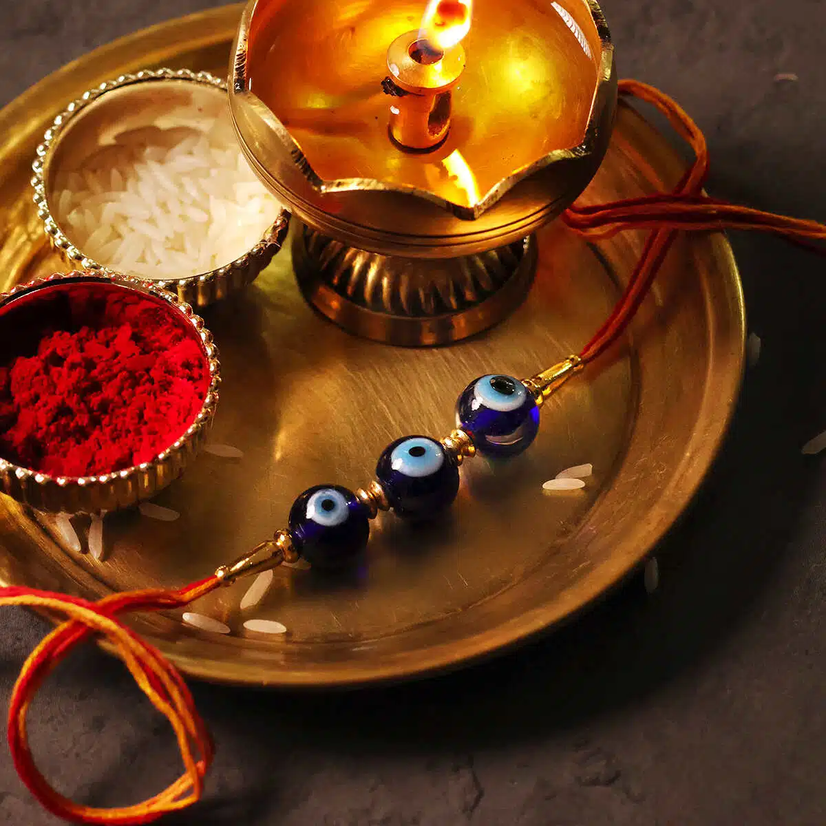 Shop Evil Eye 8 MM Beads Crystal Rakhi