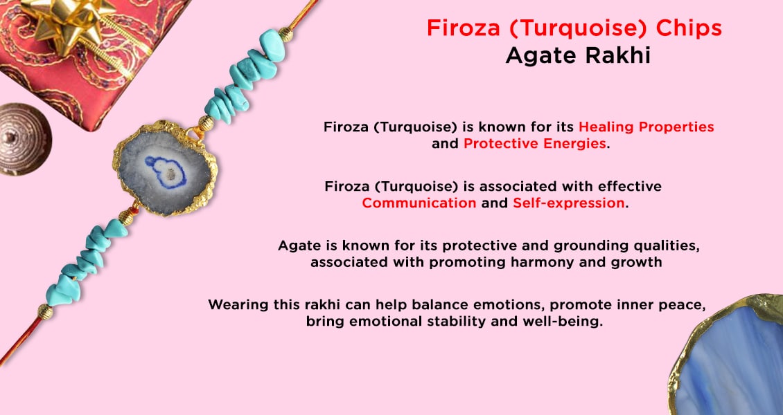 Firoza Chips Agate Rakhi