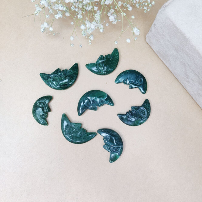 Natural Green Jade Crystal Half Moon Shape