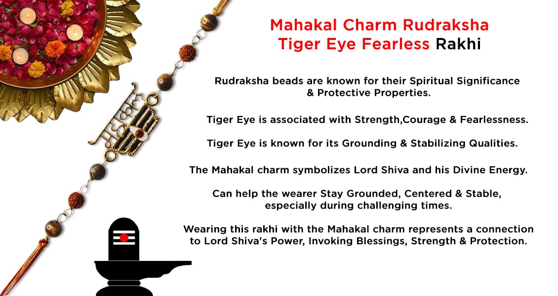 Mahakal Charm Rudraksha, Tiger Eye Fearless Rakhi