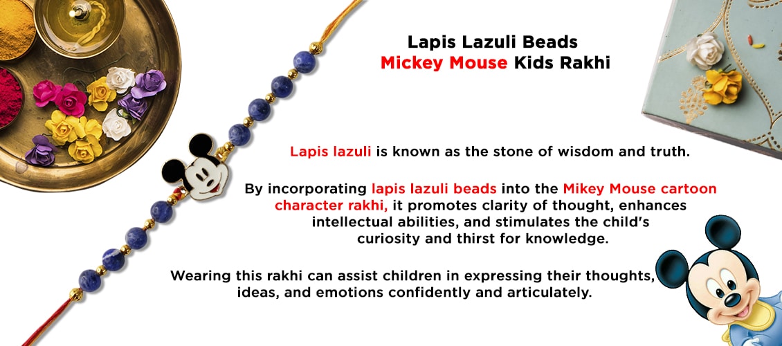 Lapis Lazuli Beads Micky Mouse Kids Rakhi