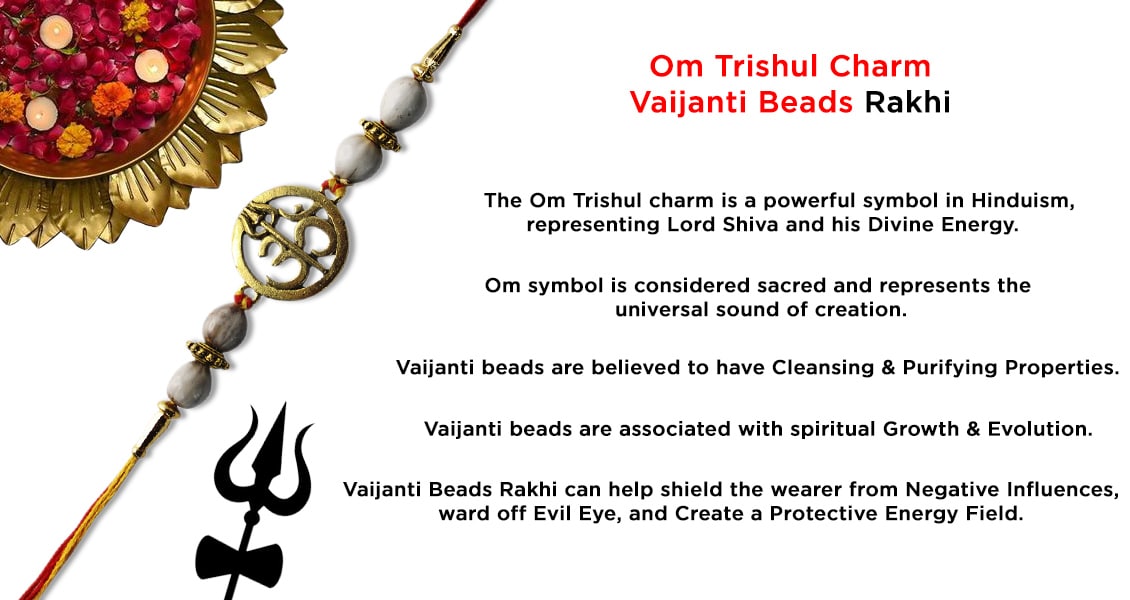 Om Trishul Charm Vaijanti Beads Rakhi