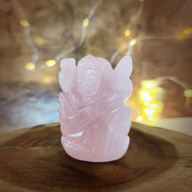 Natural Rose Quartz Saraswati Statue