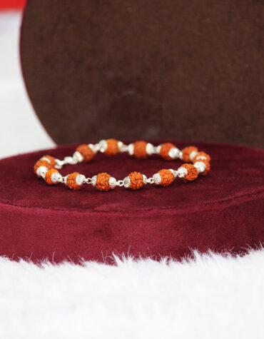 Natural Rudraksha Beads Sterling Silver Bracelet