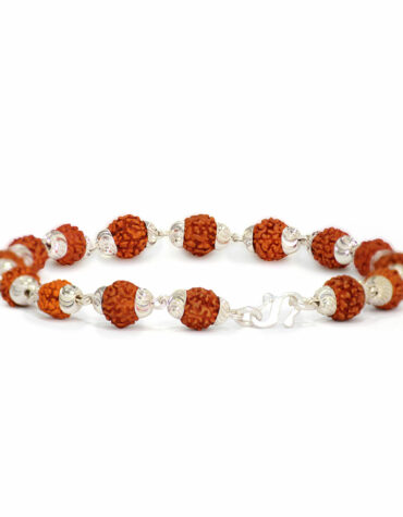 Natural Rudraksha Beads Sterling Silver Bracelet
