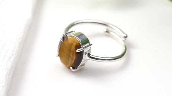 Tiger Eye Diamond Cut Ring