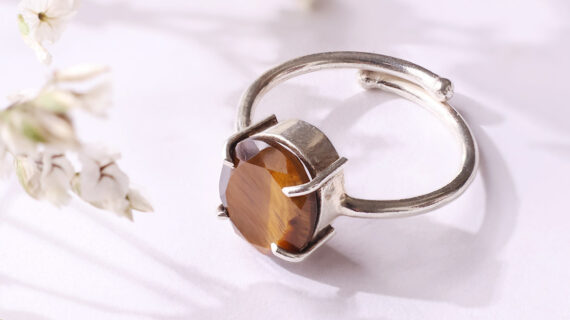 Tiger Eye Diamond Cut Ring