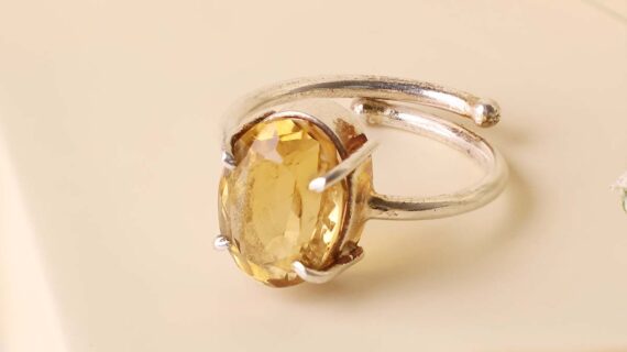 Citrine Diamond Cut Ring