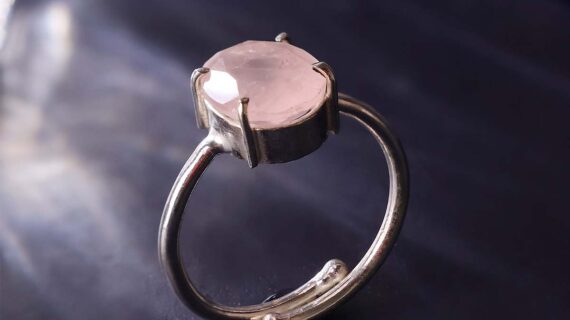 Rose Quartz Diamond Cut Ring