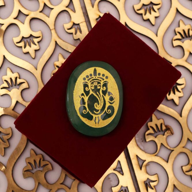 Shop Green Jade Oval Ganesha Painted Engrave