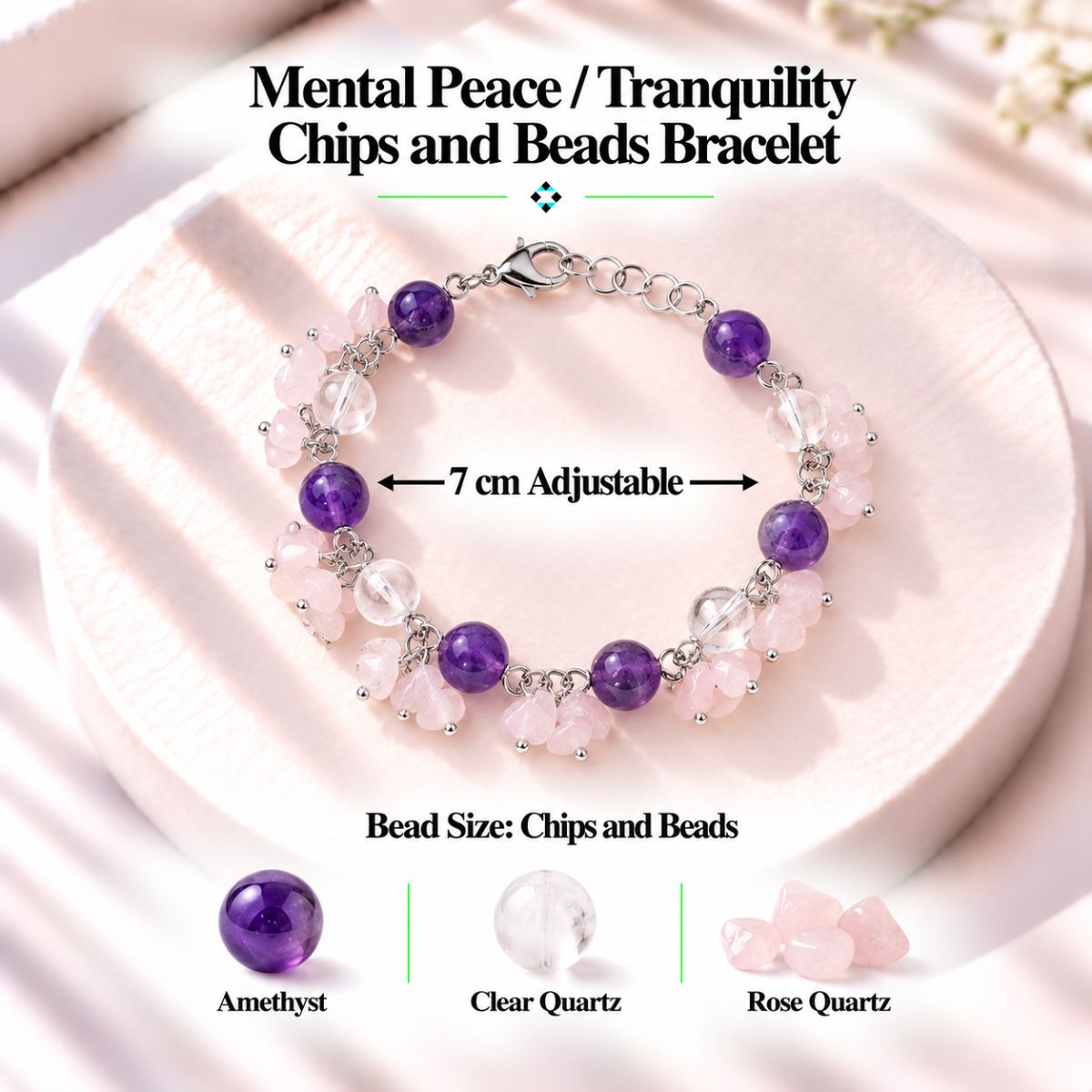 Mental Peace Tranquility Chips and Beads Bracelet mental peace / tranquility chips and beads bracelet