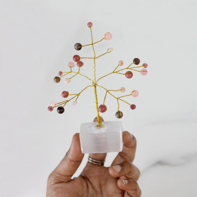 Love Beads, Selenite Raw Root Tree